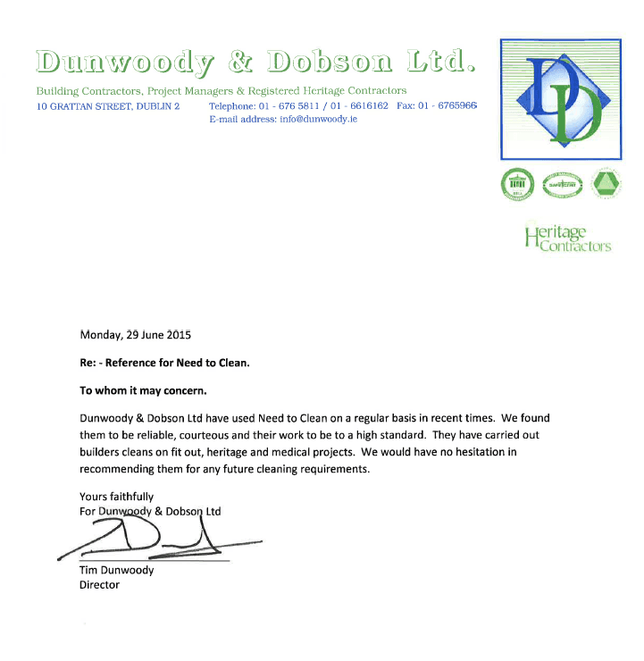 Recommendation letter from Dunwoody